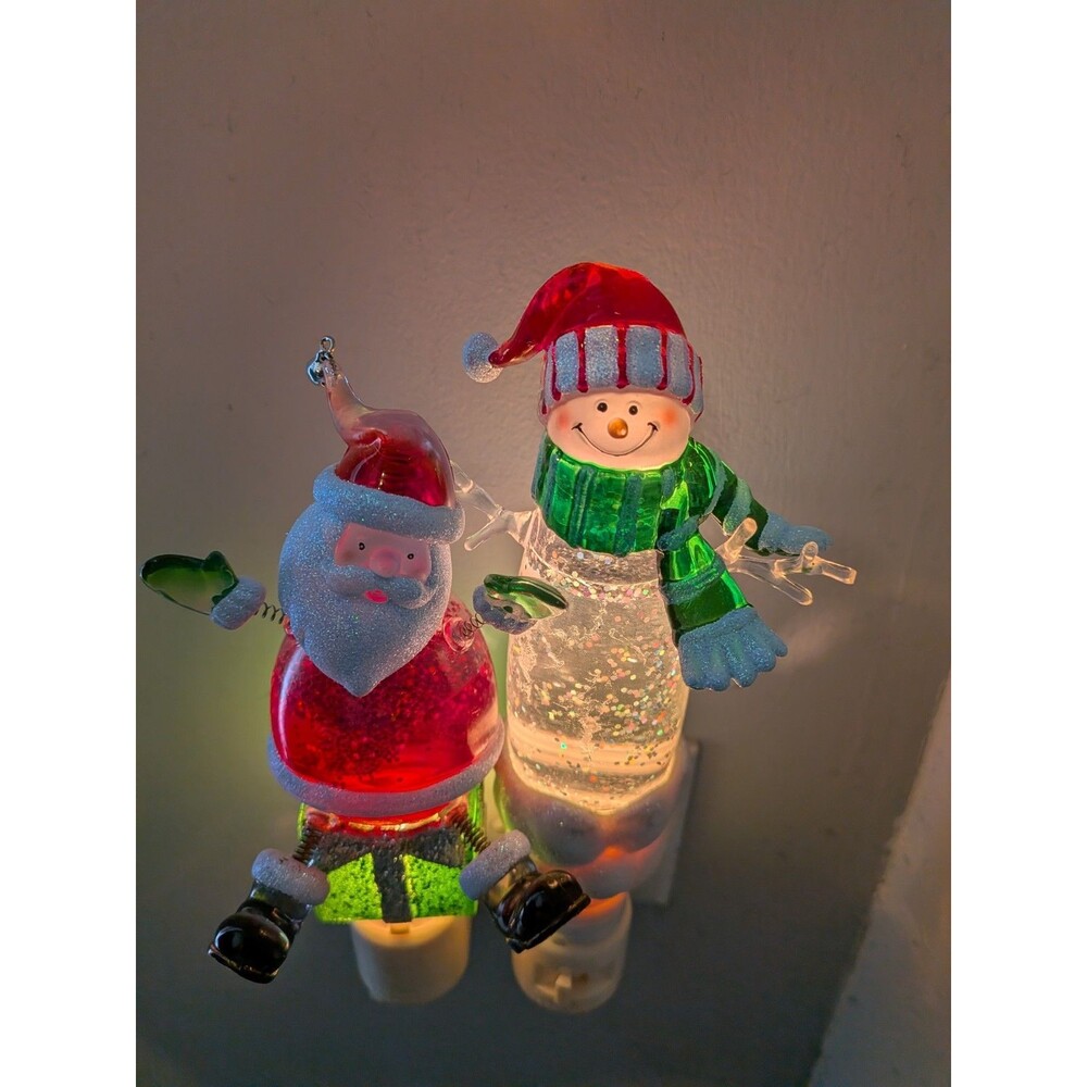 Avon Shimmer Glitter Night Lights Wall Plug-ins / Snowman & Santa Claus - Picture 2 of 4